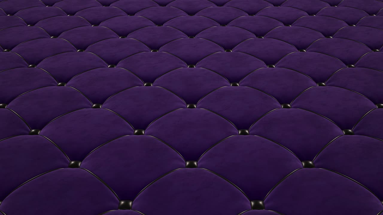 흑색 드로우스트링과 함께 보라색 트 된 벨 표면 위의 비행의 3d 애니메이션.