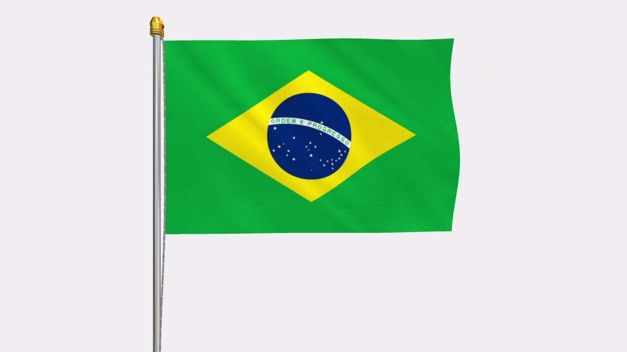 video de bucle de la bandera de brasil revoloteando en el viento, video en cámara lenta de 4k, con canal alfa