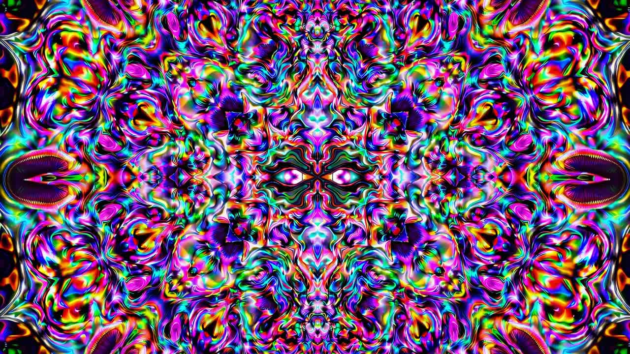 Psychedelic kaleidoscope vision generating a colorful and mesmerizing symmetrical pattern, blending vibrant colors and intricate details, perfect for backgrounds, posters, or digital art projects