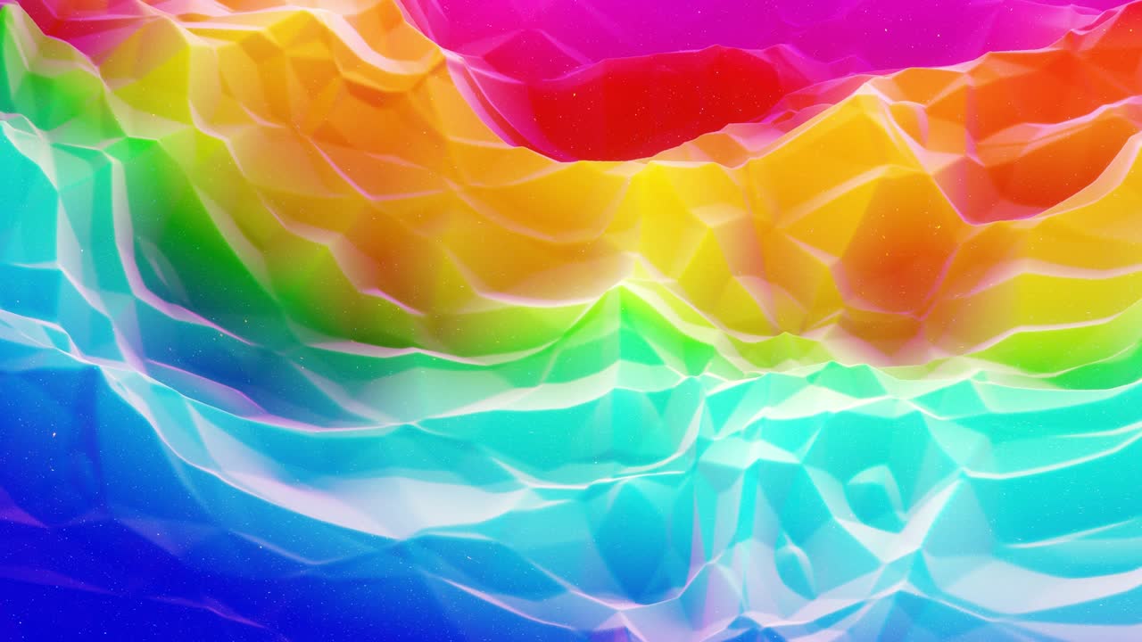 hermosa superficie abstracta 3d con extrusión o desplazamiento de ondas se transforman en bucle. gradiente arco iris. material mate suave como dulzura o mermelada con ligero brillo interno, brilla en la superficie de morphing.