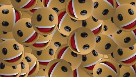 animation of falling smile multiple emojis over cityscape