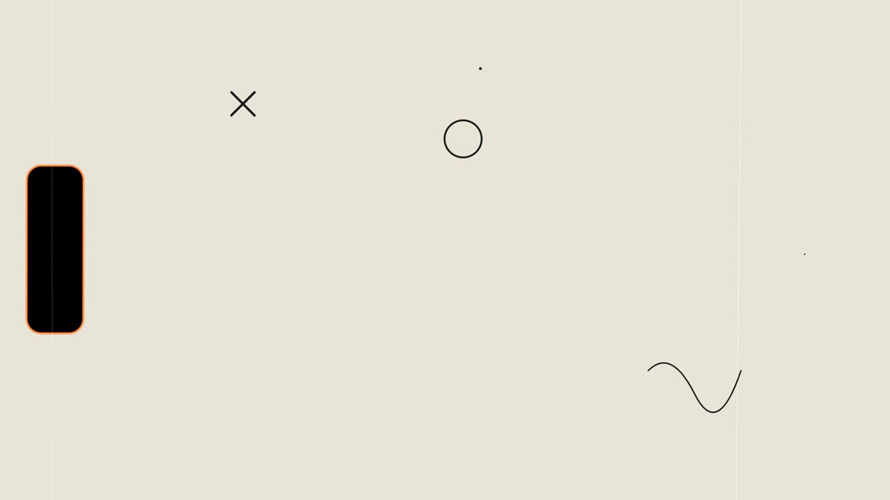 Animazione astratta minimalista con forme geometriche e grana cinematografica