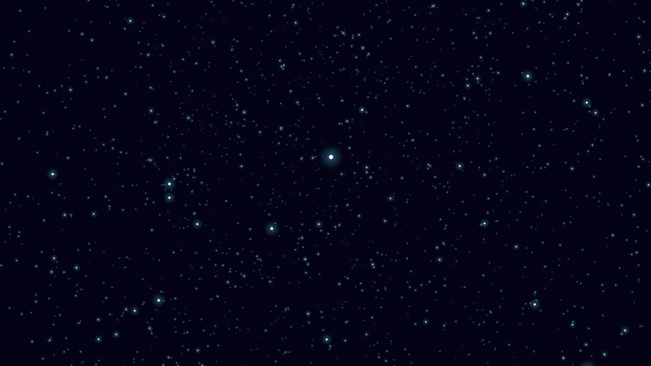 Imagens atmosféricas de um céu noturno escuro repleto de estrelas azuis brilhantes e um movimento sutil de cintilação, ideal como um fundo cósmico para projetos de ficção científica, títulos ou visuais oníricos.