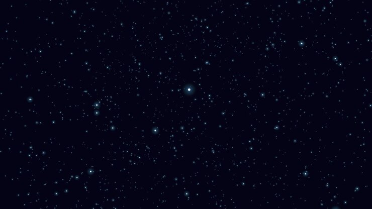 Imagens atmosféricas de um céu noturno escuro repleto de estrelas azuis brilhantes e um movimento sutil de cintilação, ideal como um fundo cósmico para projetos de ficção científica, títulos ou visuais oníricos.