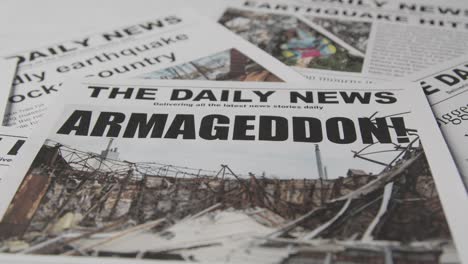 newspaper headline featuring devastation caused by earthquake disaster 3