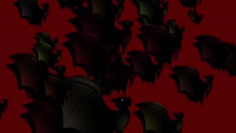 halloween bat - halloween concept - bats flapping their wings upwards -  loopable - hundreds of bat rush upwards - halloween - halloween flying bats endless loop - bat loopable - red background - multi color - а flock of bats