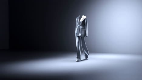 headless metallic suit walking