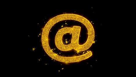 email icon sparks particles on black background.