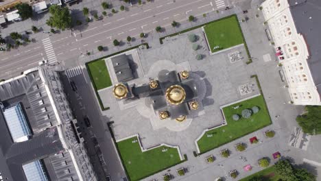 aerial top view: gilded domes of christ the savior orthodox cathedral banja luka