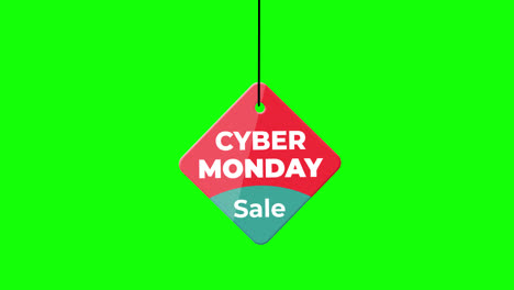 Cyber-Monday-Sale-badge-hanging-with-rope.-paper-tag-label-with-Alpha-Channel-transparent-background.