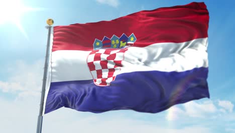 4k 3d illustration of the waving flag on a pole of country croatia