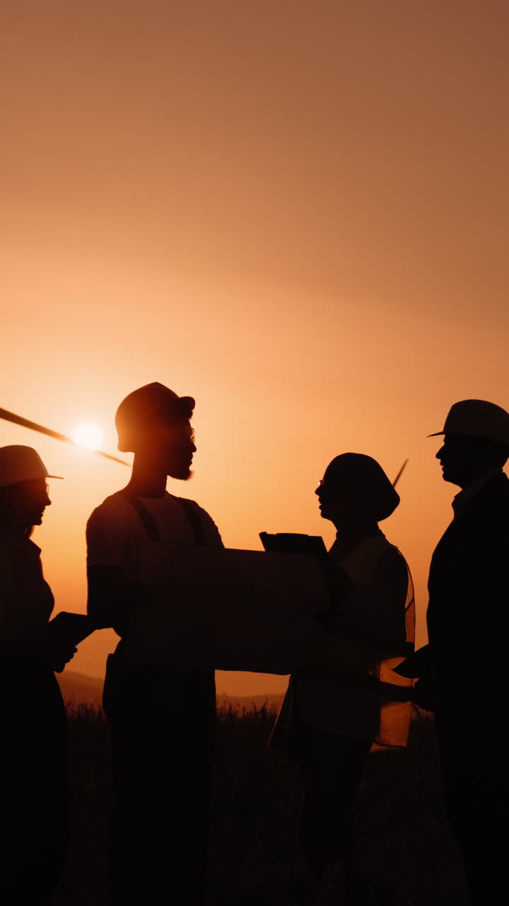 Silhouette teamwork at sunset