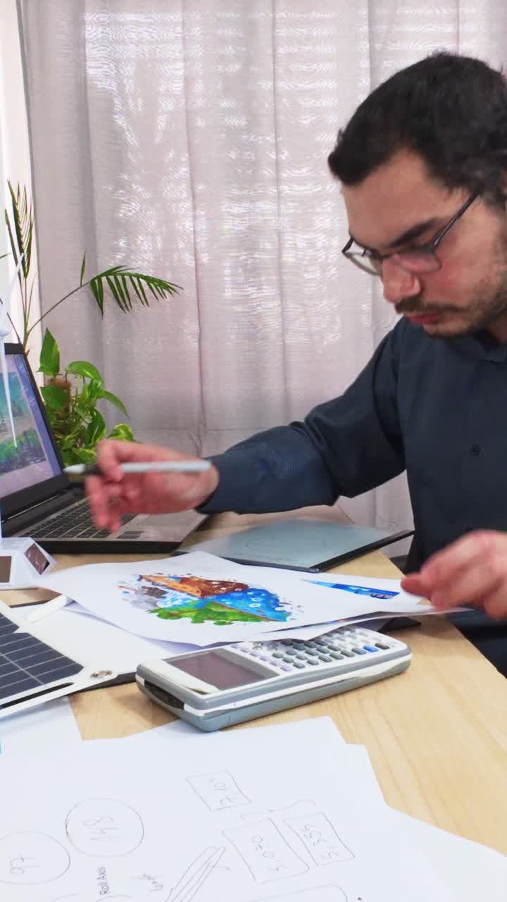 Artist Contemplating His Work on an Environmental Art Project