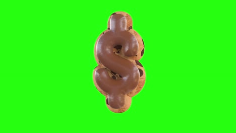 3d animation of the $ or dollar sign recreating a cookie with chocolate on top