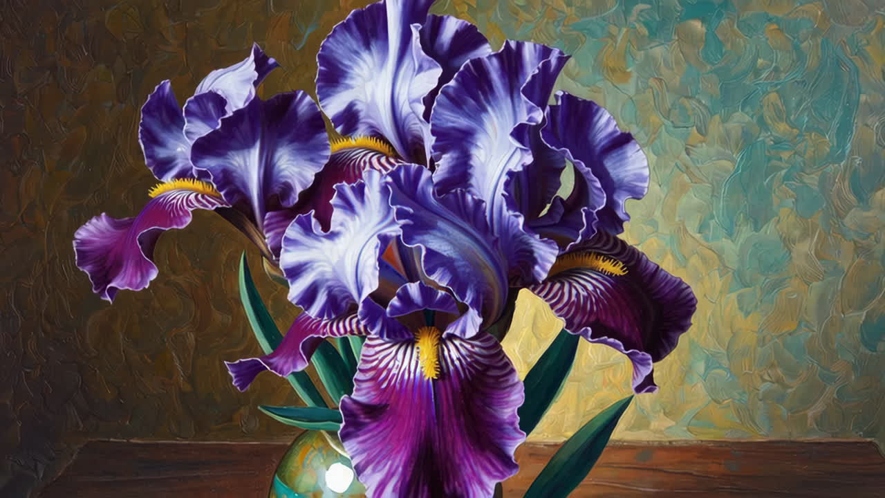 Purple Irises in a Vase