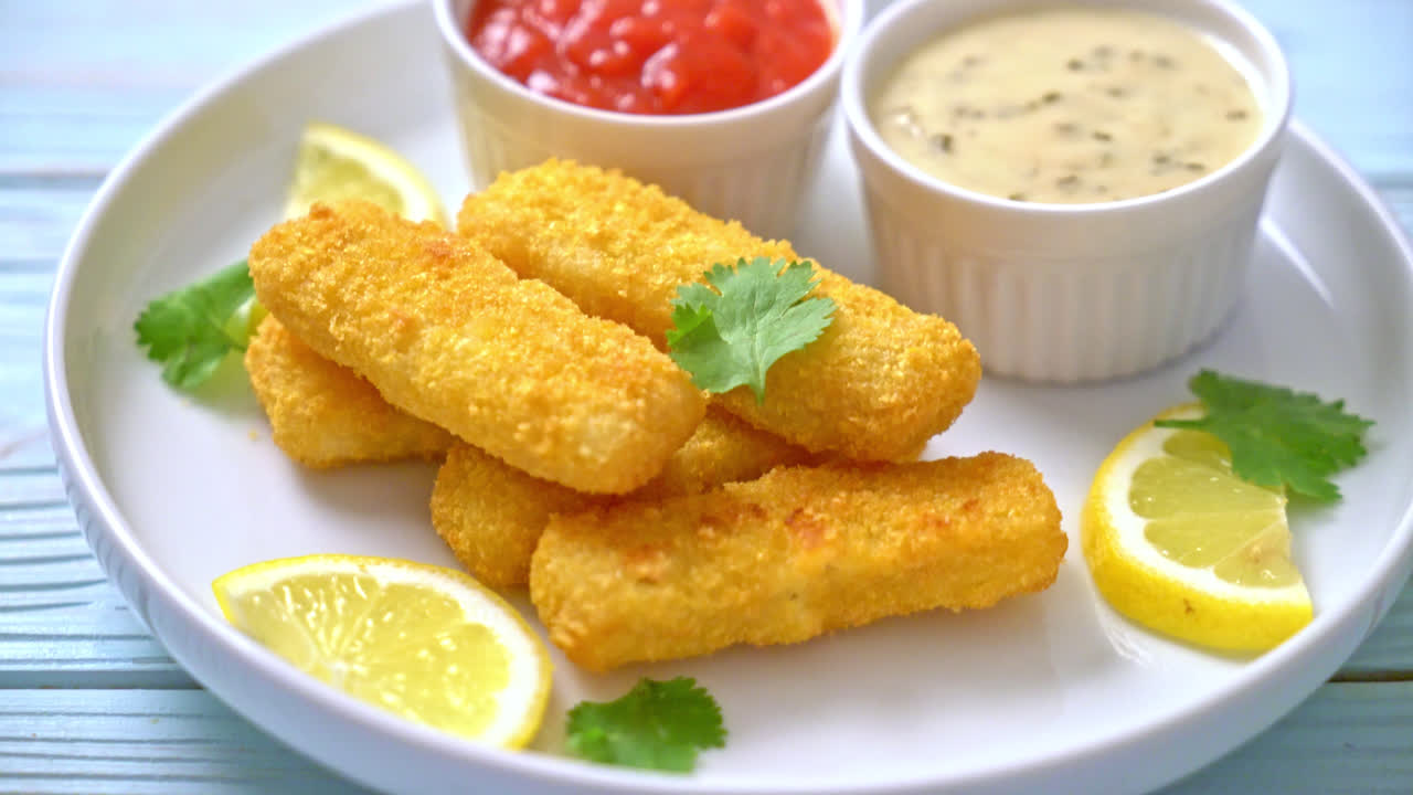 fried fish finger stick or french fries fish with sauce