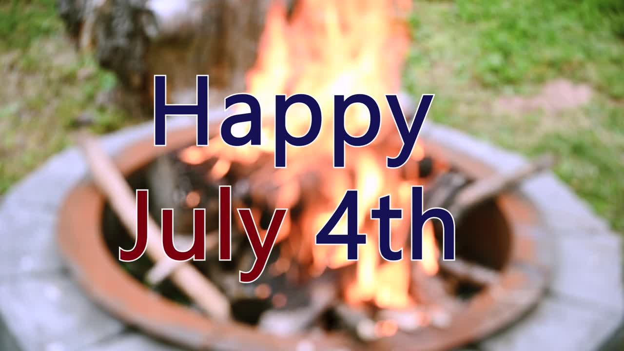 Fireplace burning close up and 4th of July .