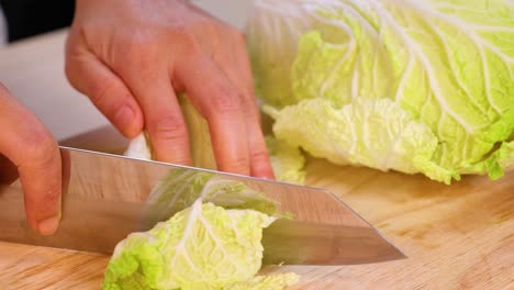 chopping napa cabbage