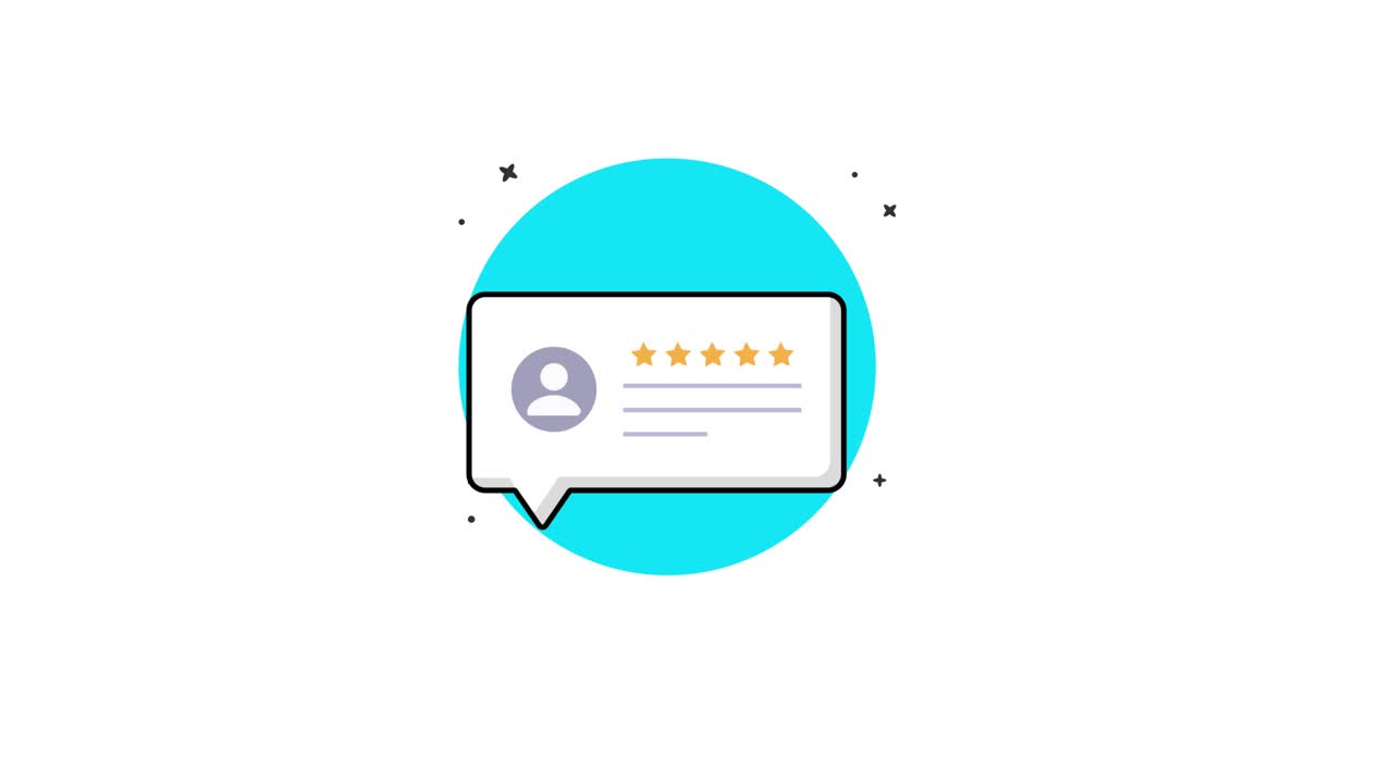 Animated Five Star Customer Review and Feedback