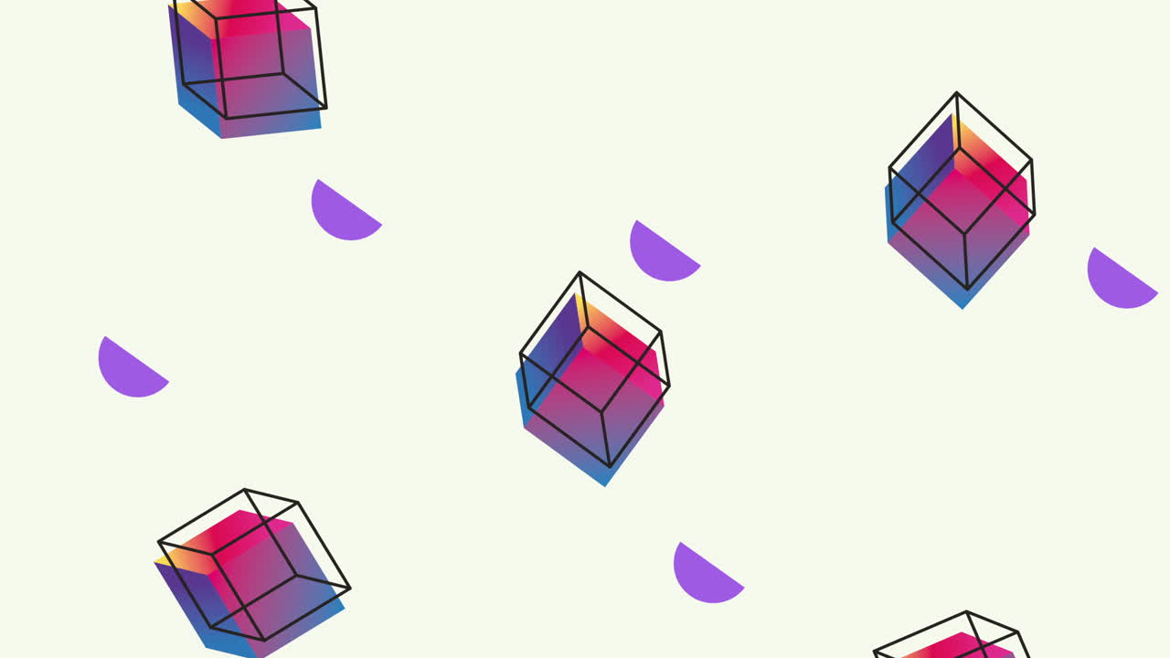 색 배경 애니메이션에서 색상과 기하학적 그림