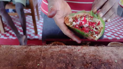 betel leaf filled with eating ingredients at day