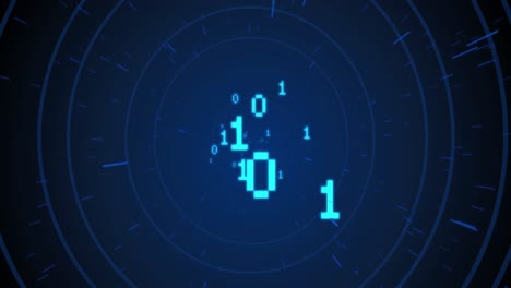 Animation-of-binary-coding-over-circles-on-blue-background