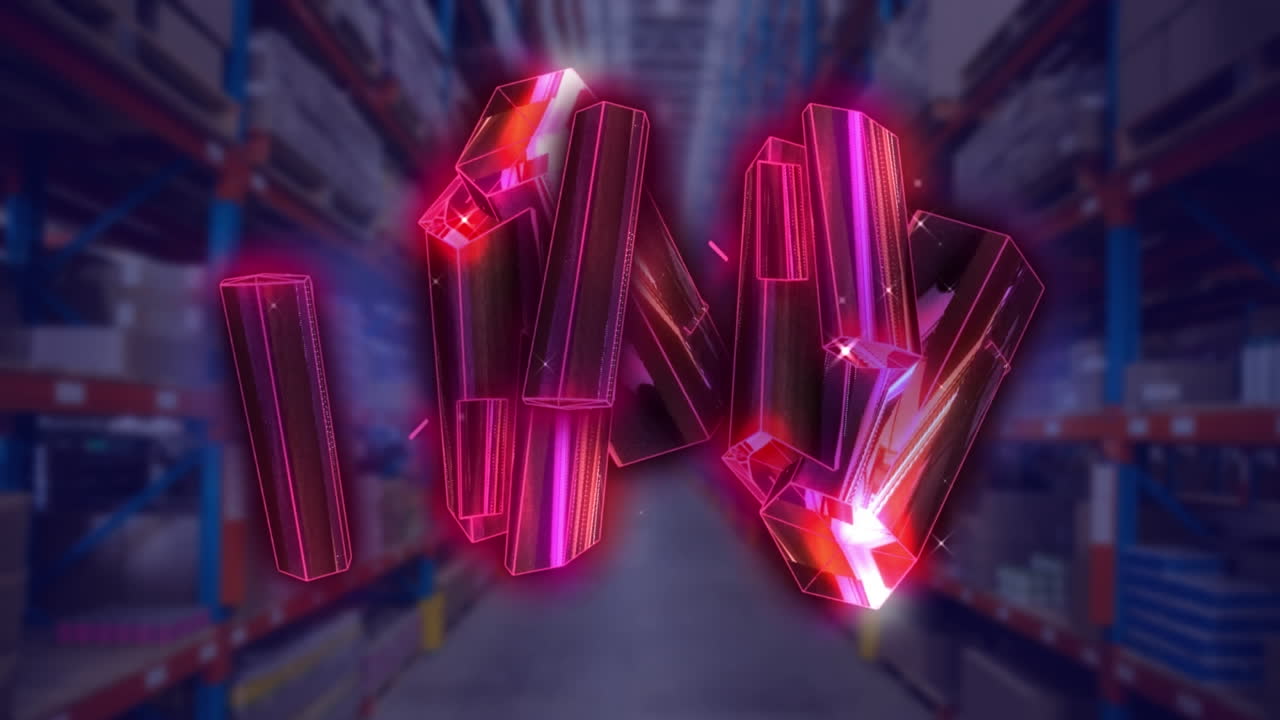 animación de los cristales sobre el almacén.