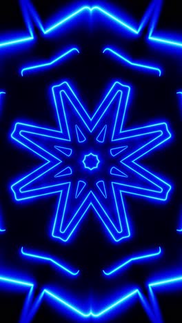 flying through a neon tunnel with figures in the form of a diamond. vertical looped kaleidoscope video