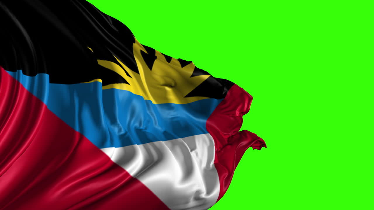 Antigua and Barbuda Flag on Green Screen