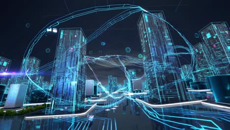 el paisaje urbano cyberpunk futurista