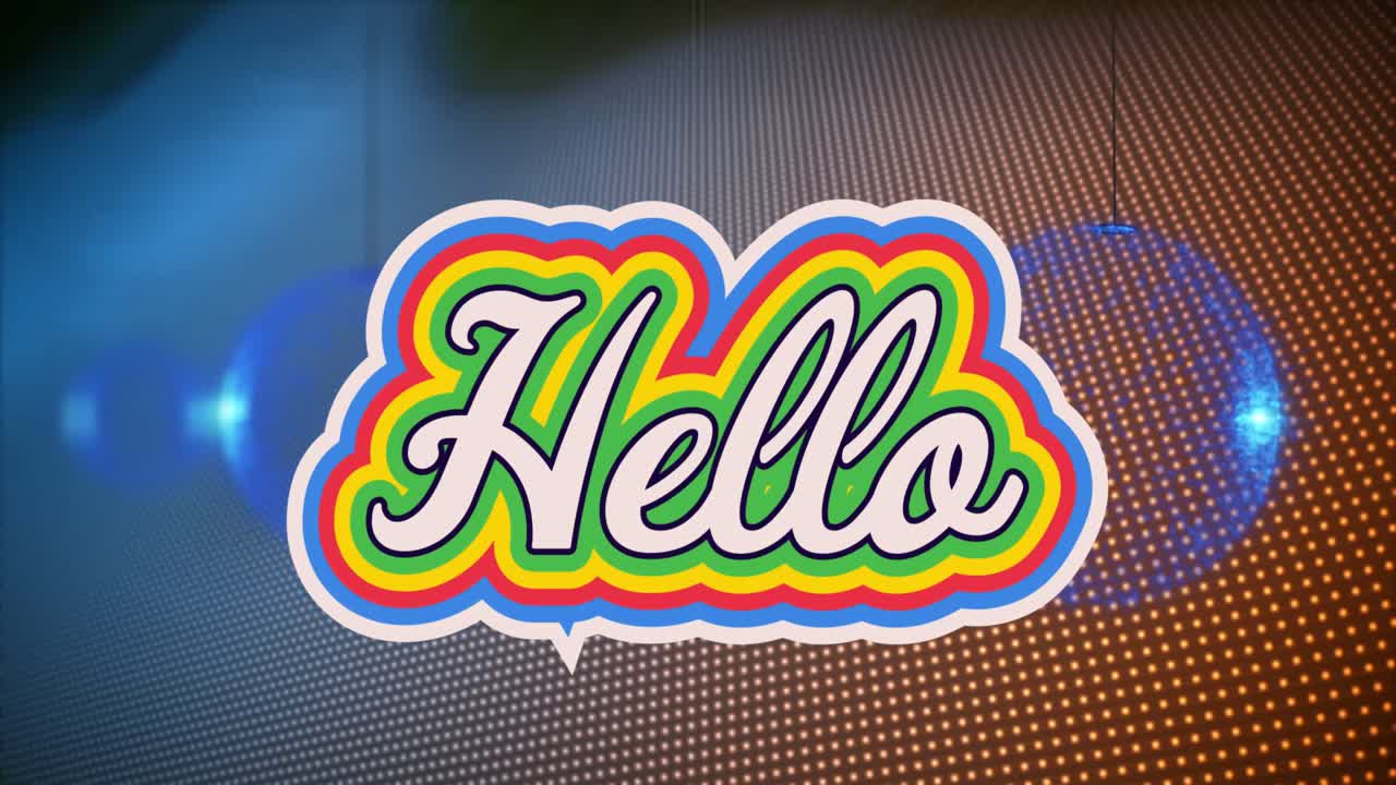 Animation of hello text over baubles