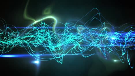 animación de ondas verdes que se mueven sobre un fondo negro