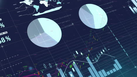 animation of financial data processing over blue background