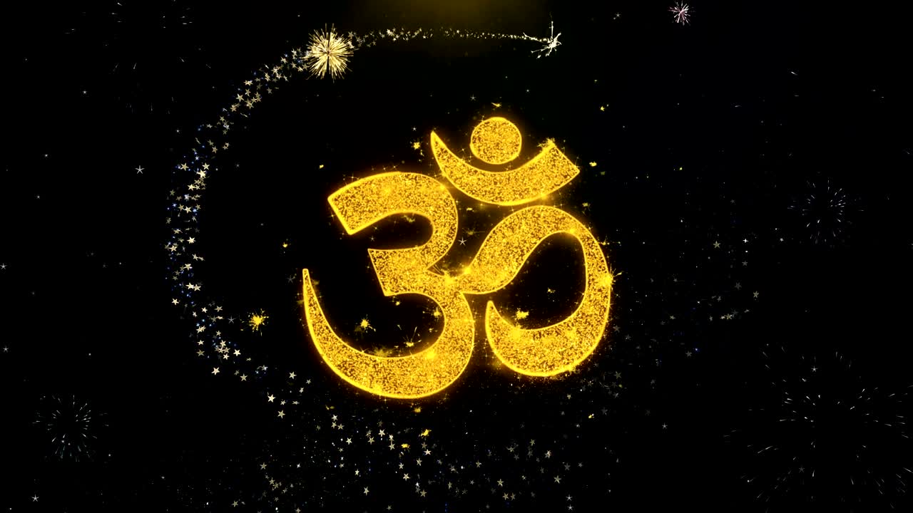 diwali elemento 3 fuego artificial en el cielo escrito partículas de oro explotando exhibición de fuegos artificiales