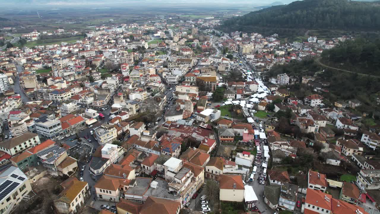 Eleftheroupoli Kavala Grécia, Vista Aérea de uma Cidade Rural no Norte da Grécia, Ponto de Interesse