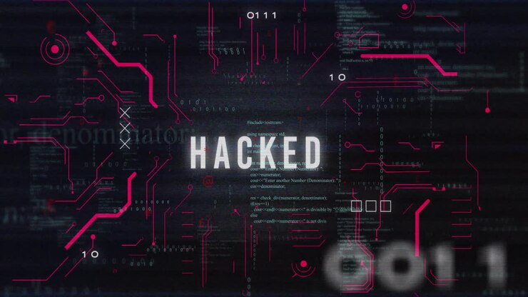 Animazione del testo "Hacked" su elaborazione dati