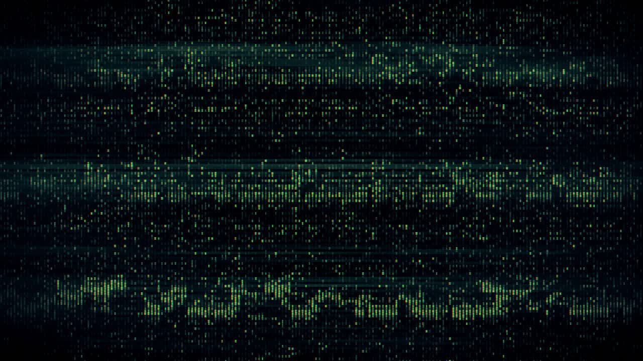 Animated Green Pixelated Static and Data Noise