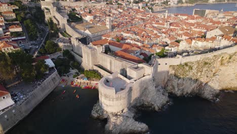 aerial of dubrovnik: kolorina bay, and fort bokar by the adriatic sea