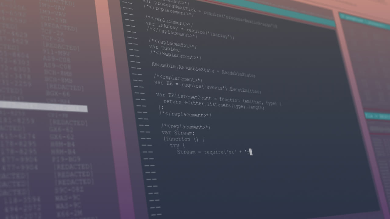 Animation of data processing over black background