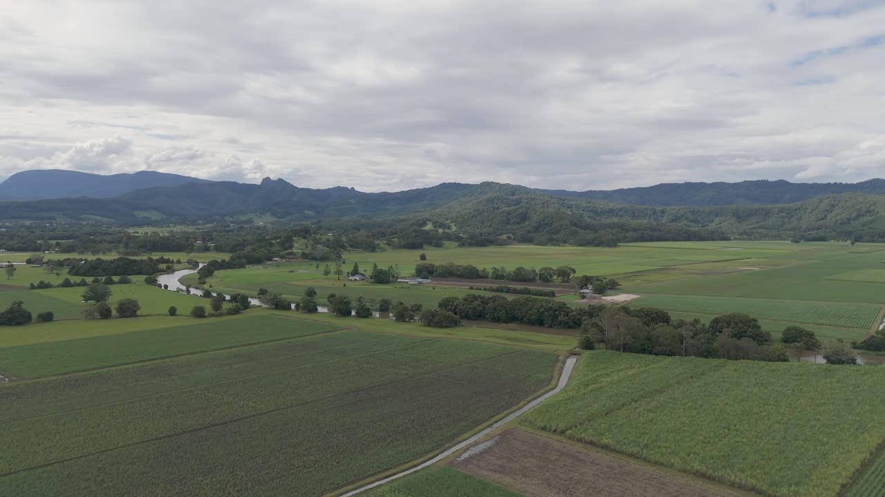 campos verdes exuberantes con montañas lejanas