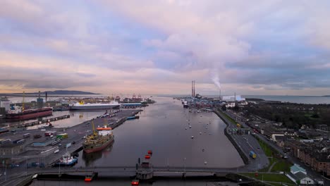 aerial descent to dublin port