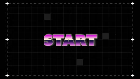 animation of start text and digital screen on black background