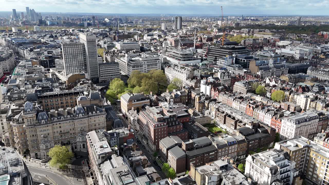 Central London UK City skyline aerial view 4K footage
