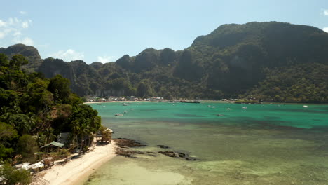 Antena-Que-Muestra-El-Puerto-De-El-Nido,-Palawan,-Filipinas