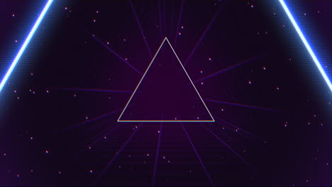 neon triangles and laser rays with stars in galaxy in 80s style