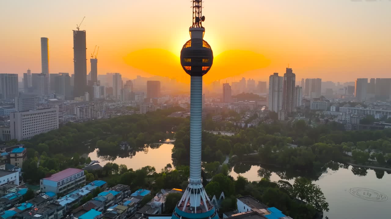 atmósfera de la ciudad moderna centro financiero de beijing, centro de comercio internacional y círculo de negocios, time-lapse altos rascacielos altos edificios históricos paisajes de puesta de sol