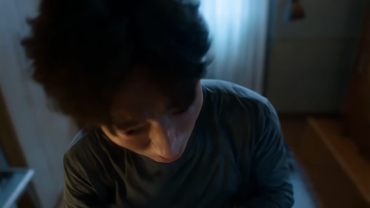 침실 에서 스트레스 를 받는 남자