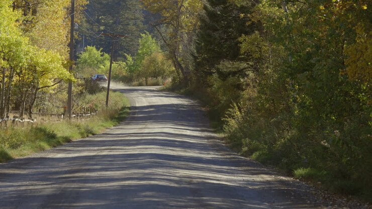 Auto che percorre una strada di campagna nel Montana 4K