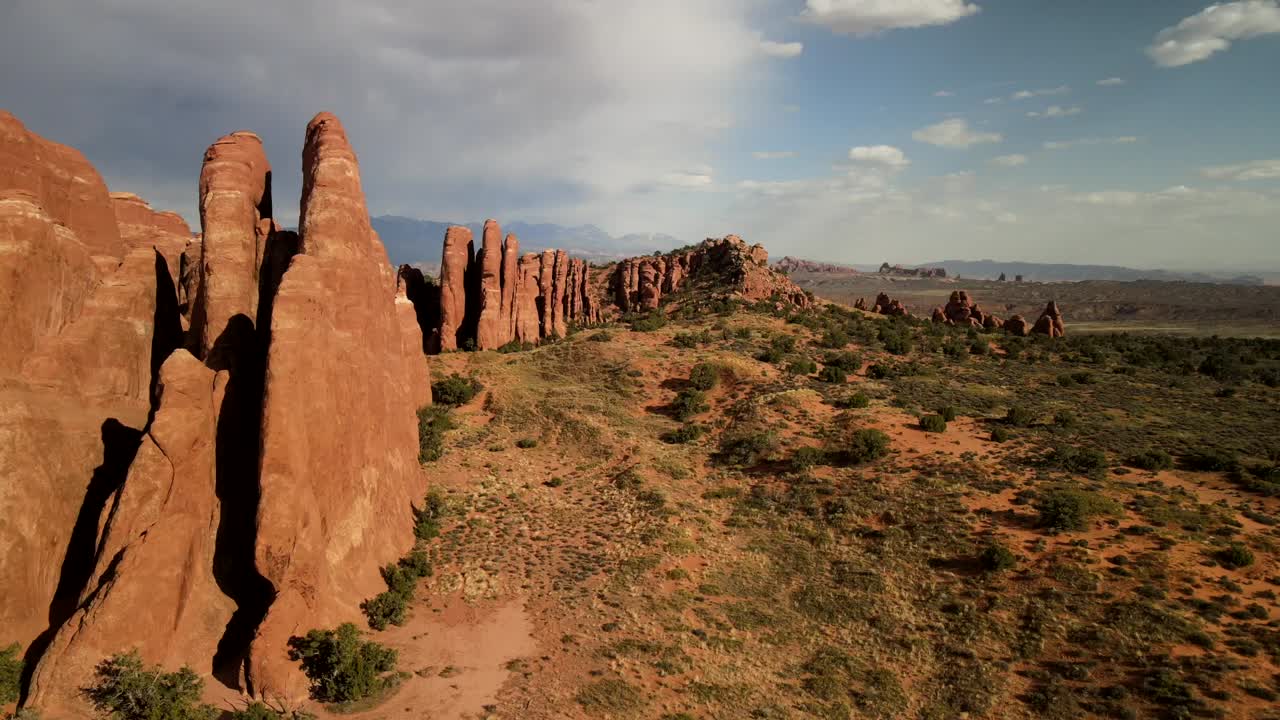 A collection of wall-like formations created by the rocky arches in the National Park