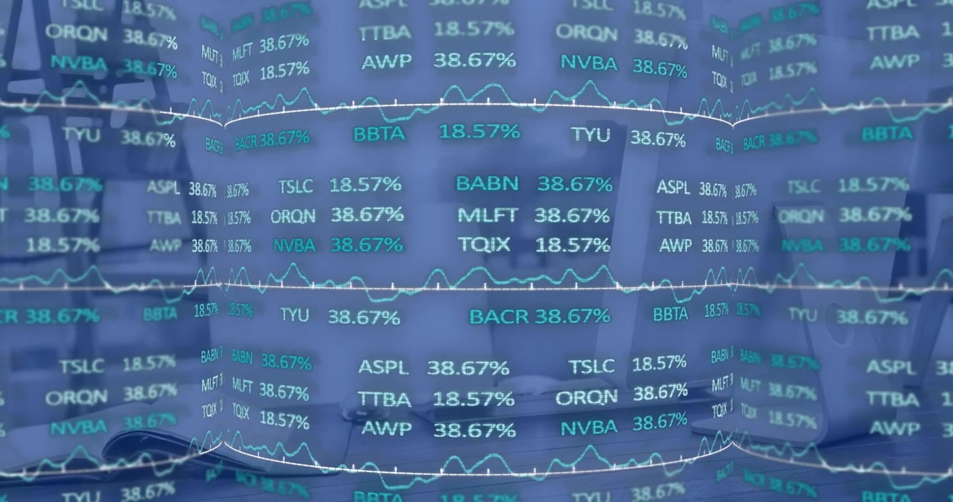 Animation of statistics and financial data processing over modern office